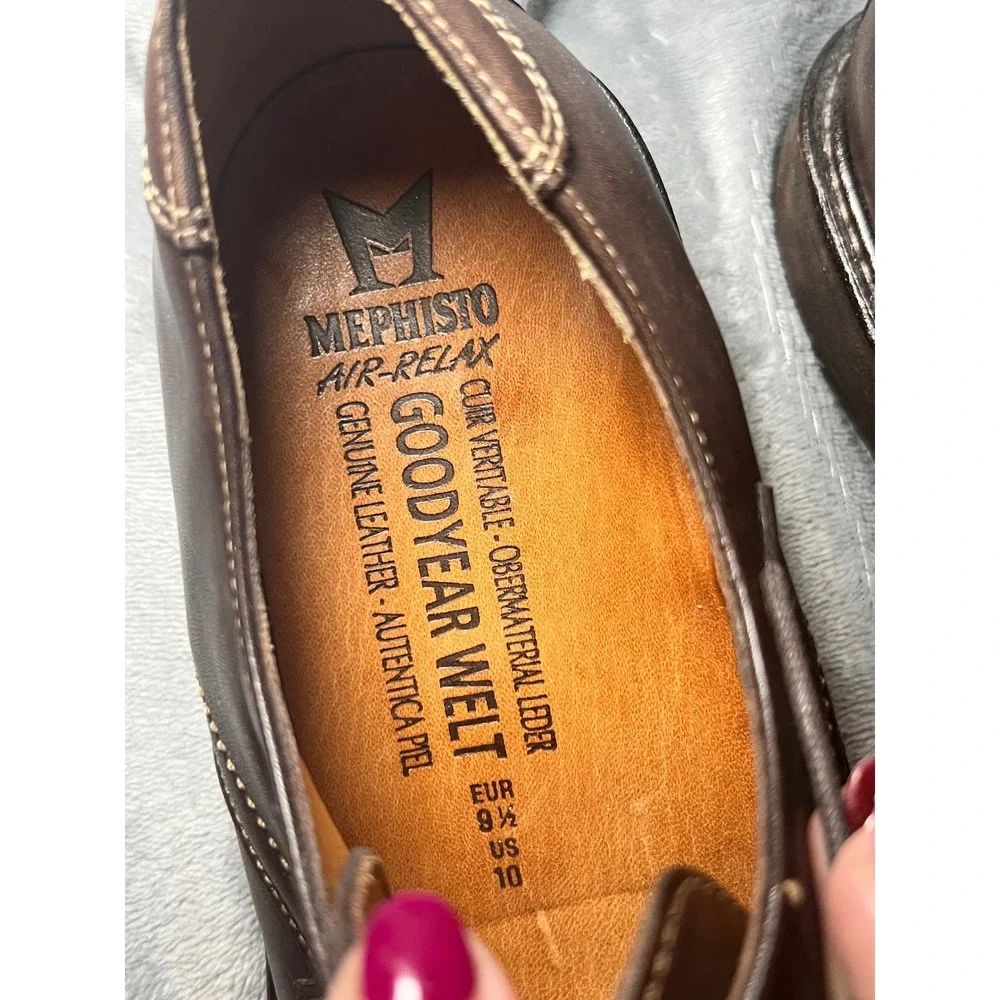 Mephisto Mens Leather Brown‎ Dress Shoes Lace Up Oxfords Goodyear Welt Size 10